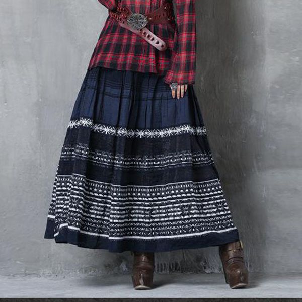 johnature embroidery ankle-length casual retro all-match half long skirt autumn winter fashion floral print women skirt 210521, Black
johnature embroidery ankle-length casual retro all-match half long skirt autumn winter fashion floral print women skirt 210521, Black