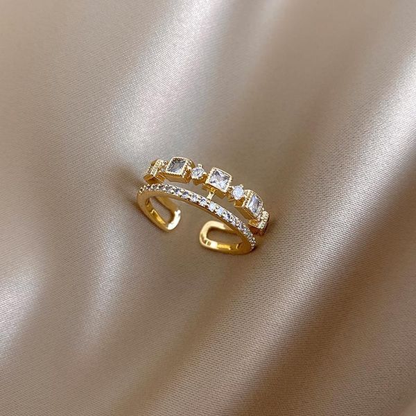 gothic double white crystal gold opening rings for woman vintage korean jewelry party girl's index finger ring set student cluster, Golden;silver
gothic double white crystal gold opening rings for woman vintage korean jewelry party girl's index finger ring set student cluster, Golden;silver
