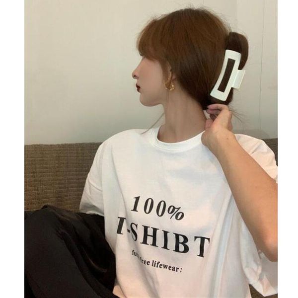 women's t-shirt fashion woman spring summer letters print short sleeve o neck tshirt cotton spandex t shirt women, White
women's t-shirt fashion woman spring summer letters print short sleeve o neck tshirt cotton spandex t shirt women, White