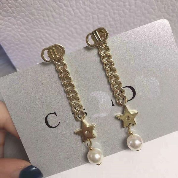 70% off outlet online family 2021 twisted chain five pointed star pearl earrings silver needles, Golden
70% off outlet online family 2021 twisted chain five pointed star pearl earrings silver needles, Golden