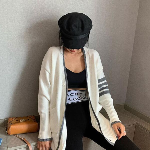 women's sweaters fashion brand wonen v-neck cardigans striped wool long spring loose casual autumn coat jxgd, White;black
women's sweaters fashion brand wonen v-neck cardigans striped wool long spring loose casual autumn coat jxgd, White;black
