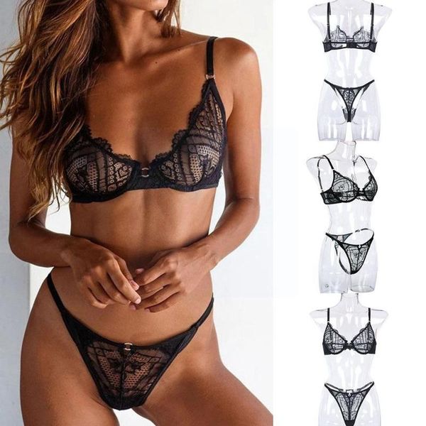 Bras Sexy Lingerie Set See-through Lace Gathered Erotic Bra Panty G-string Sets Open Transparent Inti G4A4, Red;black
Bras Sexy Lingerie Set See-through Lace Gathered Erotic Bra Panty G-string Sets Open Transparent Inti G4A4, Red;black
