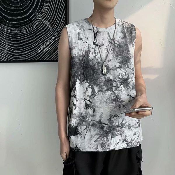 men' tank sleeveless t-shirt personality european and american high street tie-dye vest tide brand ins trend ruffian handsome, White;black
men' tank sleeveless t-shirt personality european and american high street tie-dye vest tide brand ins trend ruffian handsome, White;black