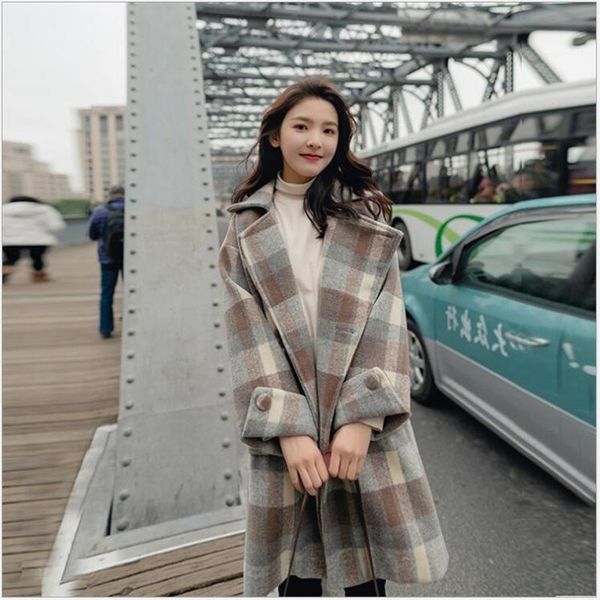 women's wool & blends 2021 spring autumn women plaid coat fashion long woolen loose type female winter jackets outwear z301, Black
women's wool & blends 2021 spring autumn women plaid coat fashion long woolen loose type female winter jackets outwear z301, Black