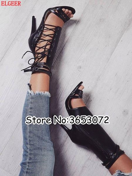 cut-outs leather peep toe stiletto gladiator ankle wrap sandals shoes tie up strappy lady high heels casual bandage pumps, Black
cut-outs leather peep toe stiletto gladiator ankle wrap sandals shoes tie up strappy lady high heels casual bandage pumps, Black