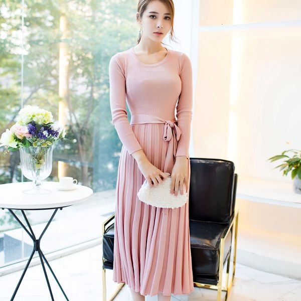 dress korean woman sleeve o-neck slim knit fashion belt bow pleated chic long sweater ol casual party vestido tklw, Black;gray
dress korean woman sleeve o-neck slim knit fashion belt bow pleated chic long sweater ol casual party vestido tklw, Black;gray