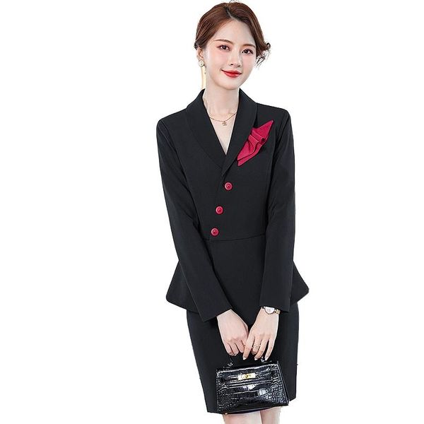 two piece dress fashion casual black blazer skirt suits jacket sets work business clothes, White
two piece dress fashion casual black blazer skirt suits jacket sets work business clothes, White