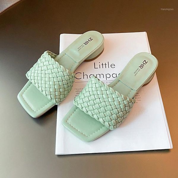 slippers 2021 pu leather slides designer women flat mules female weave ladies woven square toe flip flops sandals1, Black
slippers 2021 pu leather slides designer women flat mules female weave ladies woven square toe flip flops sandals1, Black