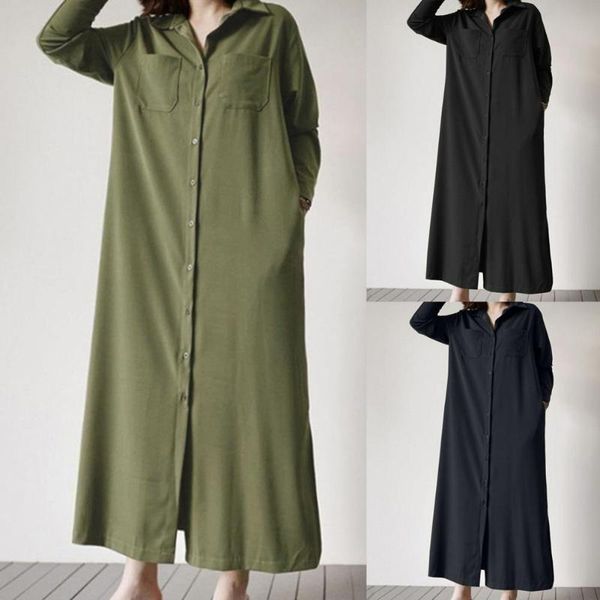 casual dresses women turn-down collar maxi dress autumn long sleeve solid color buttons party shirt ladies clothing, Black;gray
casual dresses women turn-down collar maxi dress autumn long sleeve solid color buttons party shirt ladies clothing, Black;gray