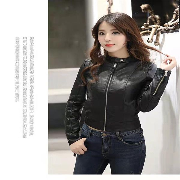 women's jackets black leather jacket one-word collar long-sleeved slim thin pu motorcycle suit haining cropped to, Black;brown
women's jackets black leather jacket one-word collar long-sleeved slim thin pu motorcycle suit haining cropped to, Black;brown