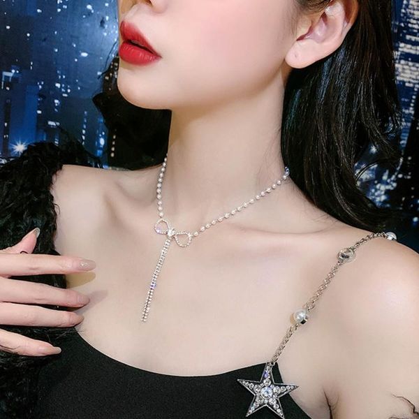 crystal tassel pendant choker necklaces for women clavicle chain bowknot rhinestone short necklace statement jewelry, Silver
crystal tassel pendant choker necklaces for women clavicle chain bowknot rhinestone short necklace statement jewelry, Silver