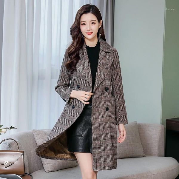 autumn winter korean womens plaid woolen trench coats long sleeve double breasted slim fit office ladies medim length women's wool & bl, Black
autumn winter korean womens plaid woolen trench coats long sleeve double breasted slim fit office ladies medim length women's wool & bl, Black