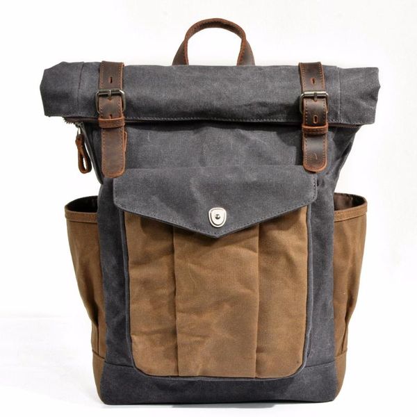 backpack vintage oil waxed canvas leather large capacity teenager traveling waterproof daypacks 14" lap rucksack
backpack vintage oil waxed canvas leather large capacity teenager traveling waterproof daypacks 14" lap rucksack