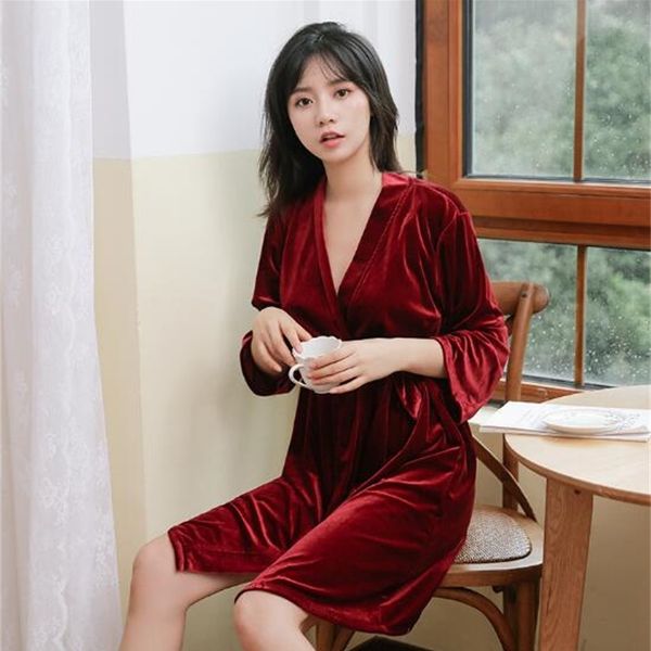 women's sleepwear fdfklak autumn winter robe women letter print bathrobe female gold velvet warm bridesmaid robe v-neck lounge home clo, Black;red
women's sleepwear fdfklak autumn winter robe women letter print bathrobe female gold velvet warm bridesmaid robe v-neck lounge home clo, Black;red