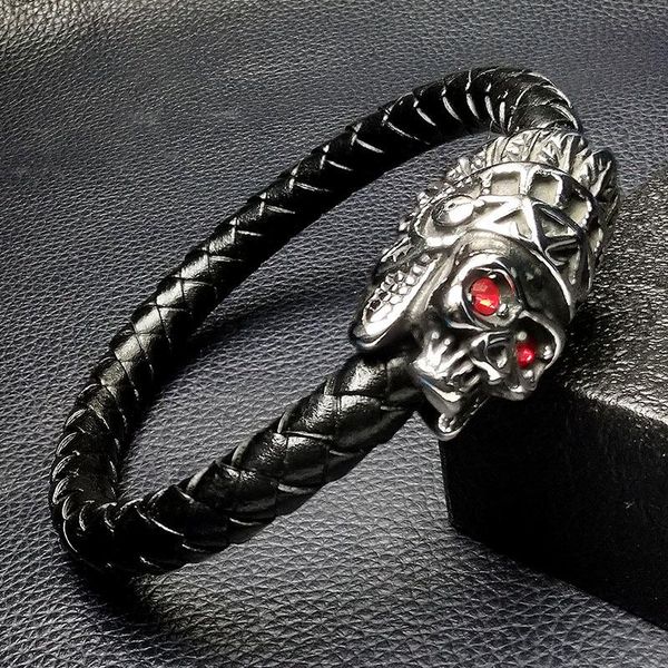 charm bracelets men trendy bracelet braided rope skull with zircon stainless steel magnetic clasp punk wristband male jewelry sp0073, Golden;silver
charm bracelets men trendy bracelet braided rope skull with zircon stainless steel magnetic clasp punk wristband male jewelry sp0073, Golden;silver