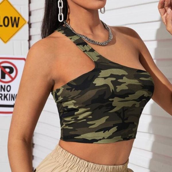 women's tanks & camis camouflage print slim crop women one shoulder sport tank short t-shirt vest summer ladies streetwear camisol, White
women's tanks & camis camouflage print slim crop women one shoulder sport tank short t-shirt vest summer ladies streetwear camisol, White