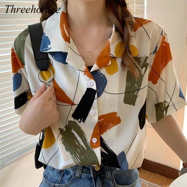 women's blouses & shirts retro women print geometric single breasted loose streetwear trendy harajuku japanese female ins top, White
women's blouses & shirts retro women print geometric single breasted loose streetwear trendy harajuku japanese female ins top, White