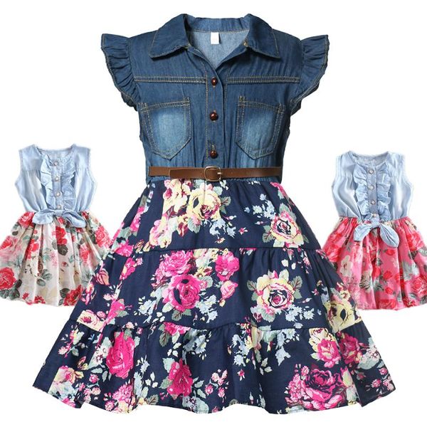 girl's dresses girls casual clothing denim floral 2021 summer lovely party dress with belt flying short sleeve children's outfits, Red;yellow
girl's dresses girls casual clothing denim floral 2021 summer lovely party dress with belt flying short sleeve children's outfits, Red;yellow