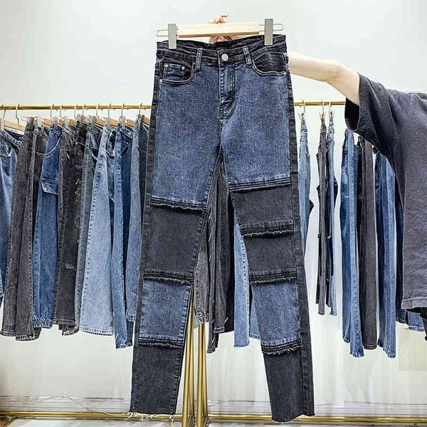 korean fashion ladies stitching long denim trousers leisure women pencil pants high waist patchwork ql104 210510, Blue
korean fashion ladies stitching long denim trousers leisure women pencil pants high waist patchwork ql104 210510, Blue