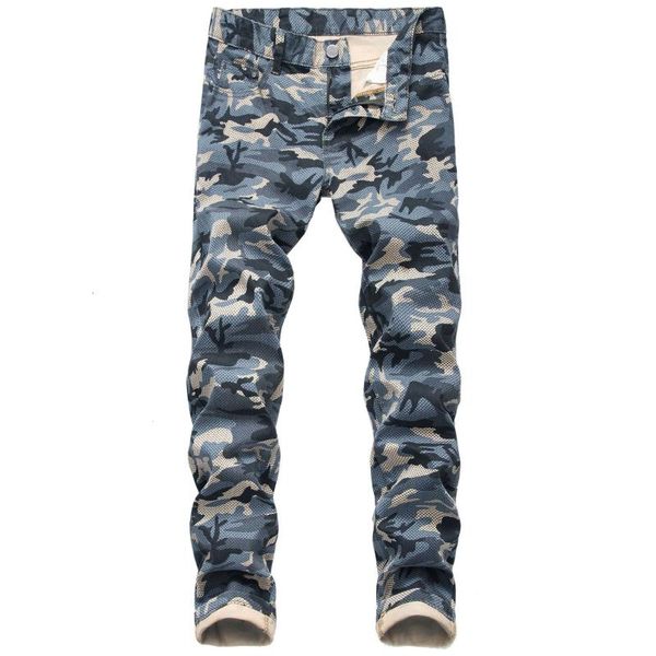 men's jeans camouflage personality slim stretch simple print casual trousers, Blue
men's jeans camouflage personality slim stretch simple print casual trousers, Blue