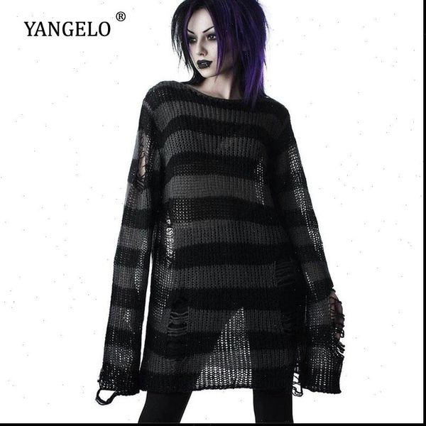 punk gothic long women sweater summer striped cool hollow out hole broken jumper loose rock thin dark streetwear top, White;black
punk gothic long women sweater summer striped cool hollow out hole broken jumper loose rock thin dark streetwear top, White;black