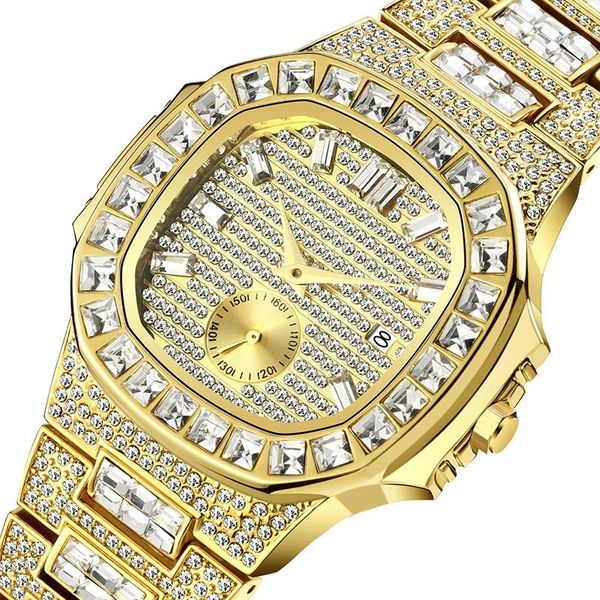 wristwatches hip hop mens watches luxury date quartz wrist waterproof cz stone paved stainless steel watch for men charm jewelry, Slivery;brown
wristwatches hip hop mens watches luxury date quartz wrist waterproof cz stone paved stainless steel watch for men charm jewelry, Slivery;brown