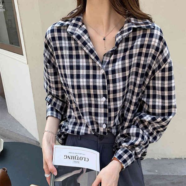 women's blouses & shirts korean women plaid summer long sleeve office lady all-match shirt loose turn-down collar female blouse 7sjc, White
women's blouses & shirts korean women plaid summer long sleeve office lady all-match shirt loose turn-down collar female blouse 7sjc, White