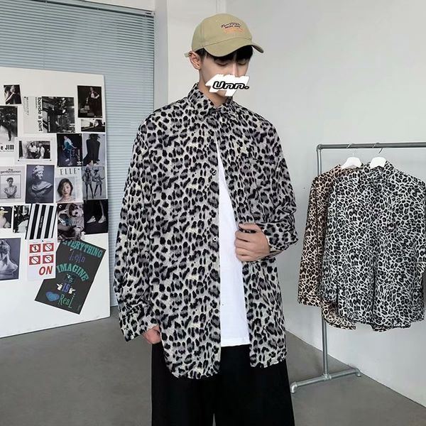 print jackets men's leopard long sve shirt in spring, Black;brown
print jackets men's leopard long sve shirt in spring, Black;brown