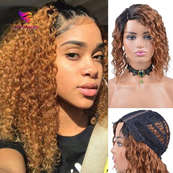 short curly human hair wigs for black women remy brazilian water wave t part lace ombre bob wig1, Black;brown
short curly human hair wigs for black women remy brazilian water wave t part lace ombre bob wig1, Black;brown