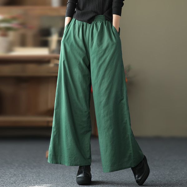 johnature women thick wide leg pants elastic waist solid color winter warm women trouser pockets casual long pants 210521, Black;white
johnature women thick wide leg pants elastic waist solid color winter warm women trouser pockets casual long pants 210521, Black;white