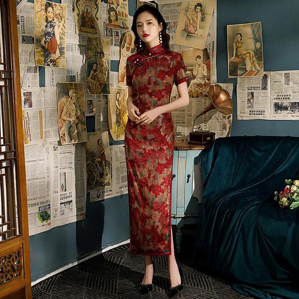 rayon satin broadside cheongsam summer traditional chinese women simple dress vintage lady floral printed long qipao ethnic clothing, Red
rayon satin broadside cheongsam summer traditional chinese women simple dress vintage lady floral printed long qipao ethnic clothing, Red