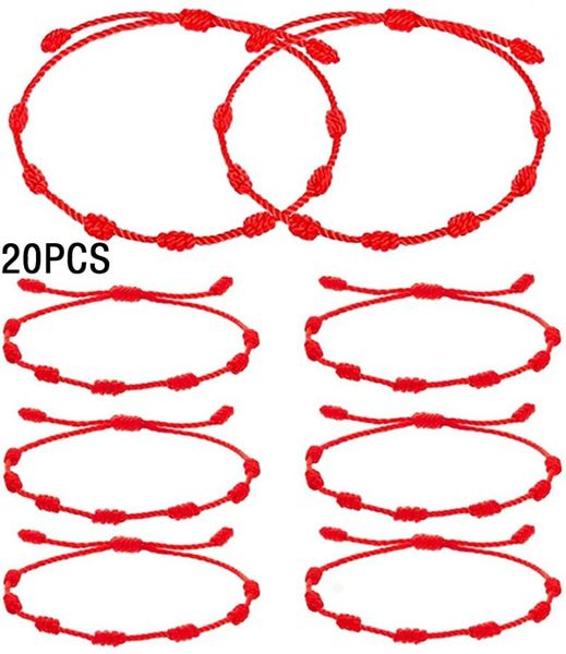 charm bracelets 20pcs/set fashion handmade 7 knots red string bracelet for protection lucky amulet and friendship braid rope wristband jewel, Golden;silver
charm bracelets 20pcs/set fashion handmade 7 knots red string bracelet for protection lucky amulet and friendship braid rope wristband jewel, Golden;silver