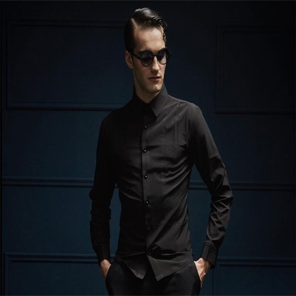 men's casual shirts long-sleeved business summer european and american drape large size anti-wrinkle slim shirt, White;black
men's casual shirts long-sleeved business summer european and american drape large size anti-wrinkle slim shirt, White;black