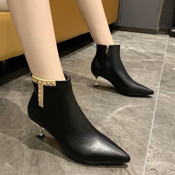fashion boots female stiletto autumn and winter style french rivet simple casual pointed short, Black
fashion boots female stiletto autumn and winter style french rivet simple casual pointed short, Black