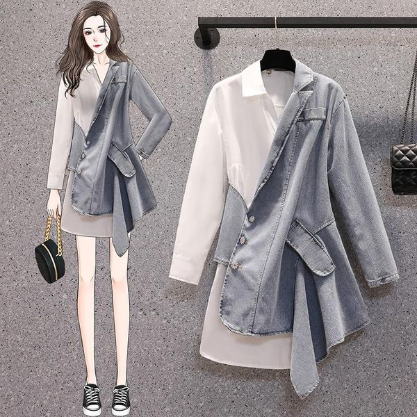 casual dresses korean large size women's autumn clothes style irregular denim stitching dress slim female long sleeve shirt, Black;gray
casual dresses korean large size women's autumn clothes style irregular denim stitching dress slim female long sleeve shirt, Black;gray