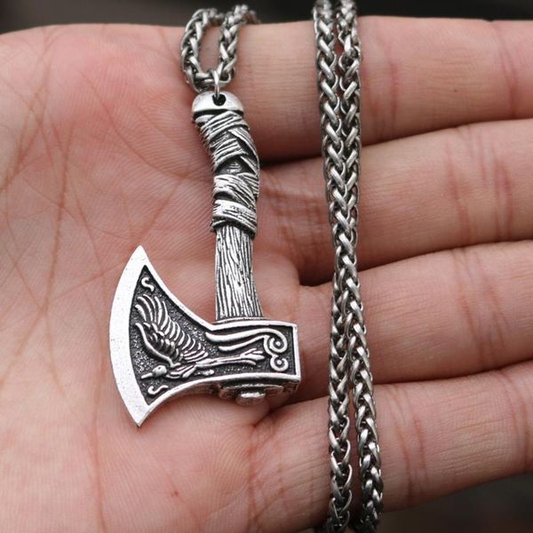 pendant necklaces n58f viking wolf raven axe necklace alloy chain jewelry gifts for men, Silver
pendant necklaces n58f viking wolf raven axe necklace alloy chain jewelry gifts for men, Silver