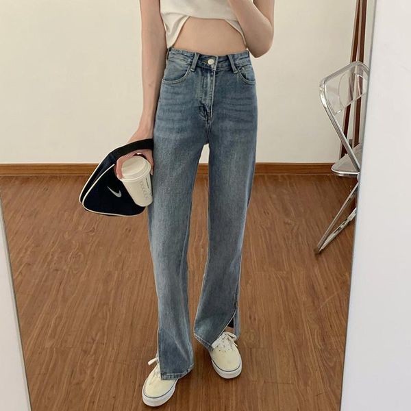 women's jeans split high waist summer 2021 style slim straight loose floor wide leg pants spring and autumn, Blue
women's jeans split high waist summer 2021 style slim straight loose floor wide leg pants spring and autumn, Blue