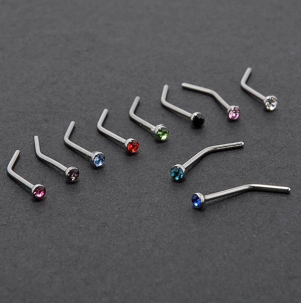 2021 white/multicolor women stainless steel nose studs rings l shaped stainless steel crystal nose septum piercing body jewelry, Silver
2021 white/multicolor women stainless steel nose studs rings l shaped stainless steel crystal nose septum piercing body jewelry, Silver