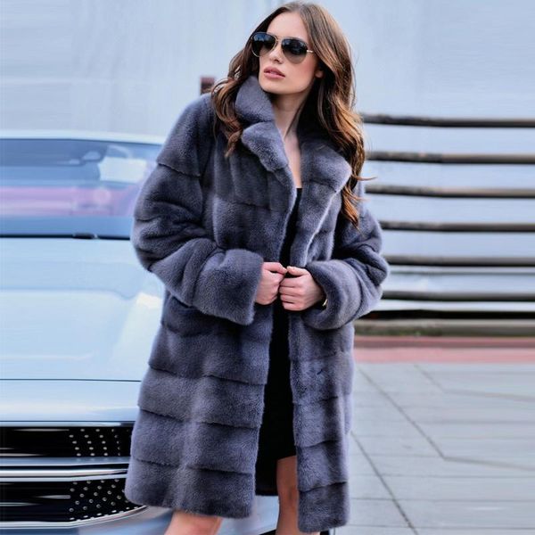 women's fur & faux 90cm long natural mink coat with turn-down collar winter fashion genuine full pelt overcoats, Black
women's fur & faux 90cm long natural mink coat with turn-down collar winter fashion genuine full pelt overcoats, Black