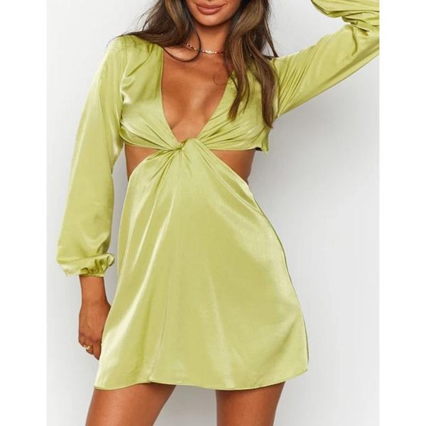 casual dresses fashion solid deep v neck women elegant backless long sleeve dress summer mini ladies, Black;gray
casual dresses fashion solid deep v neck women elegant backless long sleeve dress summer mini ladies, Black;gray