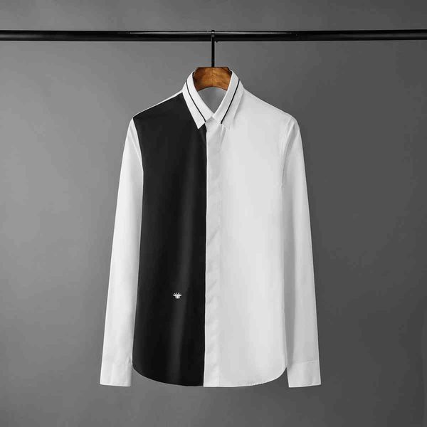 tee polo shirt bee embroidery mens black white patchwork long sleeve man fashion slim fit party male shirts, White;black
tee polo shirt bee embroidery mens black white patchwork long sleeve man fashion slim fit party male shirts, White;black