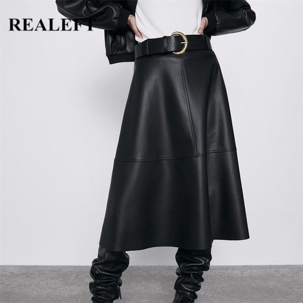 realeft autumn winter pu-leather mi-long skirt with belt high waist vintage a-line chic mid-calf umbrella s 211124, Black
realeft autumn winter pu-leather mi-long skirt with belt high waist vintage a-line chic mid-calf umbrella s 211124, Black