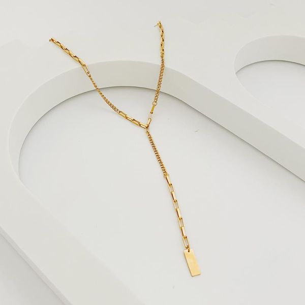pendant necklaces monlansher geometric mixed chain y necklace gold color titanium steel minimalist daily collar fashion jewelry, Silver
pendant necklaces monlansher geometric mixed chain y necklace gold color titanium steel minimalist daily collar fashion jewelry, Silver