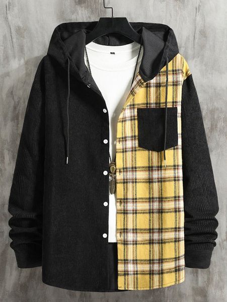romwe guys contrast plaid patched pocket shirt without pullover x9ny#, White;black
romwe guys contrast plaid patched pocket shirt without pullover x9ny#, White;black