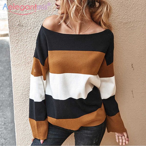 aelegantmis stylish striped knitted sweater women autumn oversize loose long sleeve knit pullovers sweaters ladies outerwear 210607, White;black
aelegantmis stylish striped knitted sweater women autumn oversize loose long sleeve knit pullovers sweaters ladies outerwear 210607, White;black