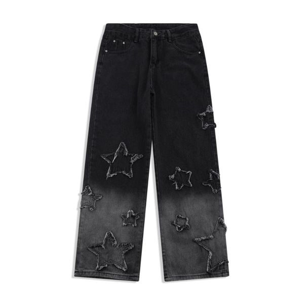 men's jeans harajuku men five-pointed star gradient streetwear hip hop patchwork straight pants male casual cotton denim trouser, Blue
men's jeans harajuku men five-pointed star gradient streetwear hip hop patchwork straight pants male casual cotton denim trouser, Blue
