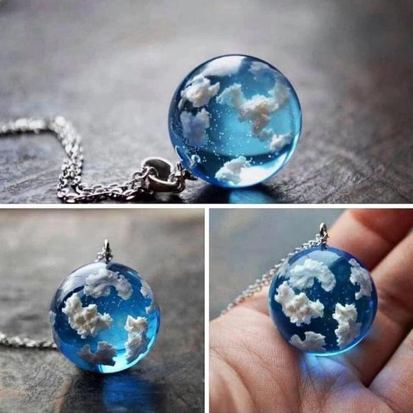 pendant necklaces white clouds blue sky resin glass ball necklace terrarium jewelry gift, Silver
pendant necklaces white clouds blue sky resin glass ball necklace terrarium jewelry gift, Silver