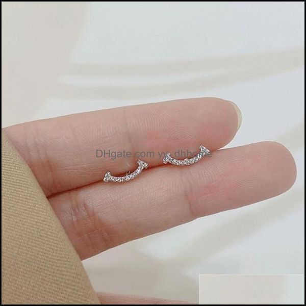 stud earrings jewelry womens 925 sterling sier classic smile japanese and korean luxury gifts 220121 drop delivery 2021 db, Golden;silver 
stud earrings jewelry womens 925 sterling sier classic smile japanese and korean luxury gifts 220121 drop delivery 2021 db, Golden;silver