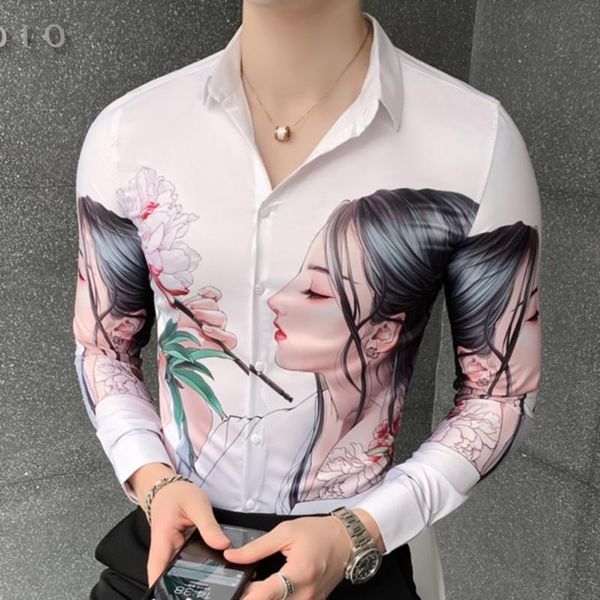 men's casual shirts camisa social masculina streetwear 2021 men shirt british style long sleeve printing korean slim fit, White;black
men's casual shirts camisa social masculina streetwear 2021 men shirt british style long sleeve printing korean slim fit, White;black