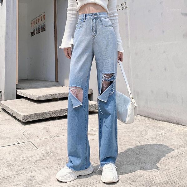 baggy jean femme high waist vintage ripped hole jeans for women streetwear casual loose gradient lace denim straight pants women's, Blue
baggy jean femme high waist vintage ripped hole jeans for women streetwear casual loose gradient lace denim straight pants women's, Blue